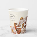 Elegant Autumn Watercolor Floral Bridal Shower Paper Cups<br><div class="desc">This elegant bridal shower paper cup design features lovely watercolor illustrations of flowers in warm fall tones with plenty of space to customize the name and a date. This design would also be a perfect choice for a rustic wedding,  bridal shower,  couples shower,  birthday party...  so many possibilities!</div>