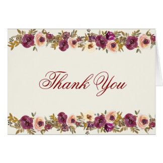 Elegant Autumn Watercolor Floral Thank You Notes