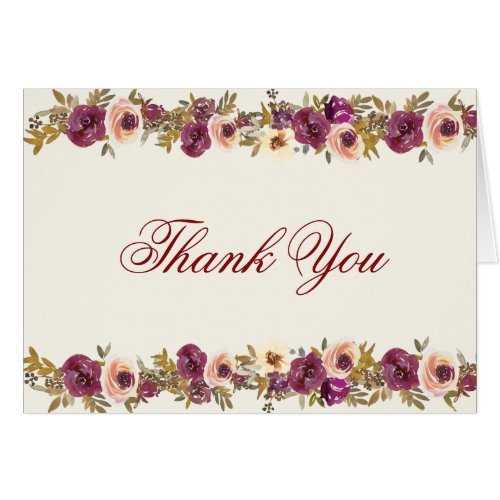 Elegant Autumn Watercolor Floral Thank You Notes