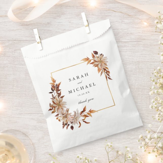 Elegant Autumn Watercolor Floral | Wedding  Favor Bag (Clipped)