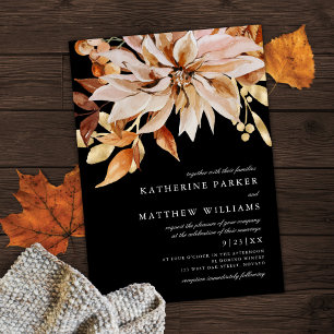 Elegant Autumn Watercolor Floral Wedding Invitation