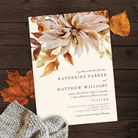 Elegant Autumn Watercolor Floral Wedding Invitation