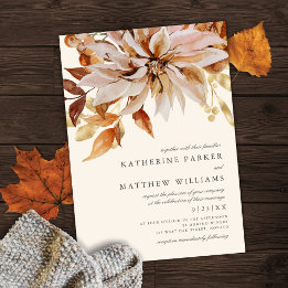 Elegant Autumn Watercolor Floral Wedding Invitation