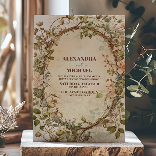 Elegant Autumn Watercolor Floral Wedding  Invitation