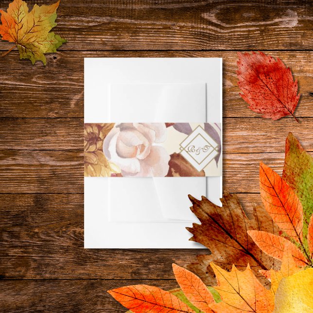 Elegant Autumn Watercolor Floral Wedding  Invitation Belly Band (Creator Uploaded)