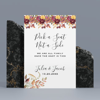 Elegant Autumn Watercolor Floral Wedding Poster
