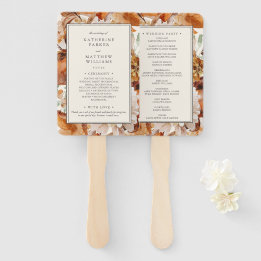 Elegant Autumn Watercolor Floral Wedding Program Hand Fan