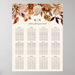 Elegant Autumn Watercolor Floral | Wedding Seating Poster