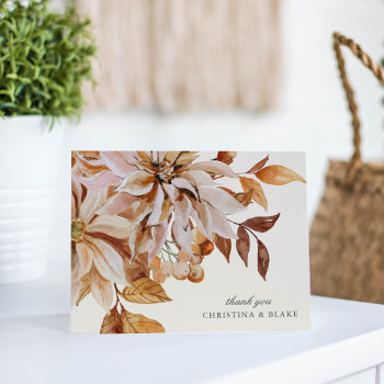 Elegant Autumn Watercolor Floral Wedding Thank You by PaperDahlia at Zazzle