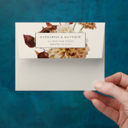 Elegant Autumn Watercolor Floral Wedding Thank You Envelope