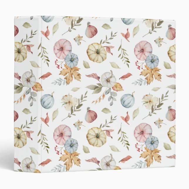 Elegant Autumn Watercolor Pattern 3 Ring Binder (Front/Spine)