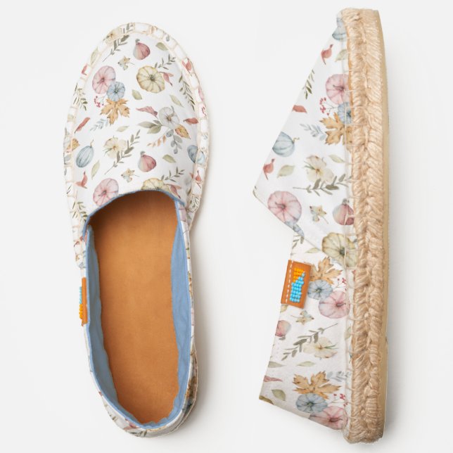 Elegant Autumn Watercolor Pattern Espadrilles (Side)