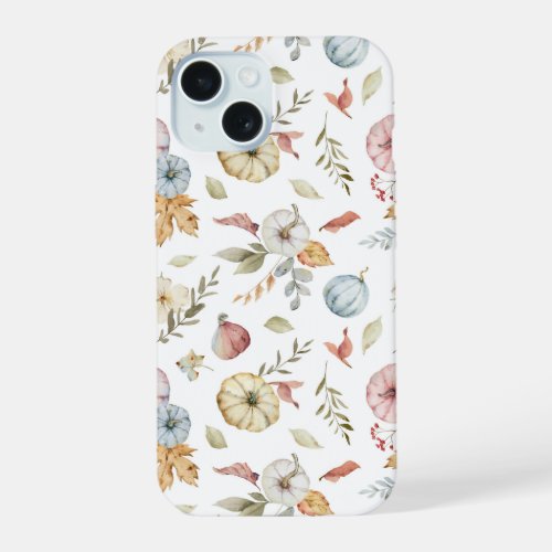 Elegant Autumn Watercolor Pattern iPhone 15 Case