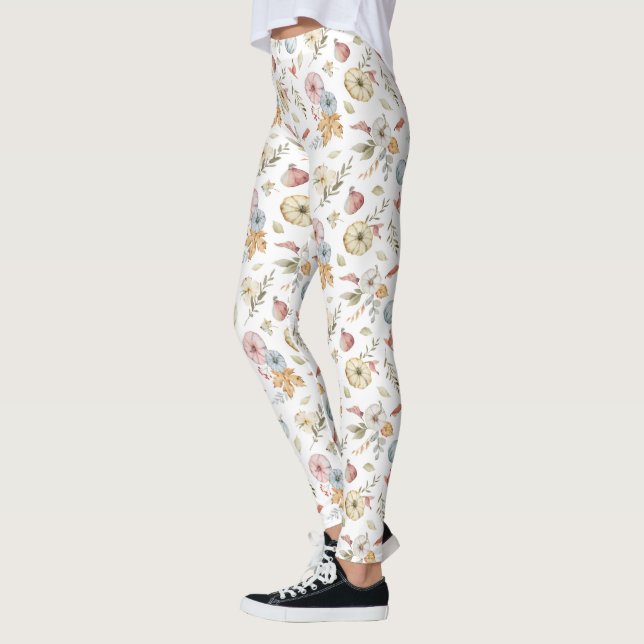 Elegant Autumn Watercolor Pattern Leggings (Left)