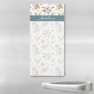 Elegant Autumn Watercolor Pattern Magnetic Notepad
