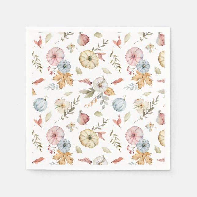 Elegant Autumn Watercolor Pattern Napkins (Front)