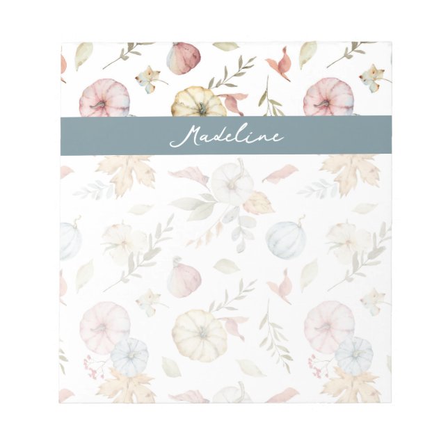 Elegant Autumn Watercolor Pattern Notepad (Front)