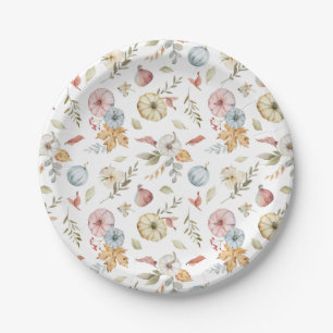 Elegant Autumn Watercolor Pattern Paper Plates