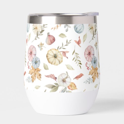 Elegant Autumn Watercolor Pattern Thermal Wine Tumbler