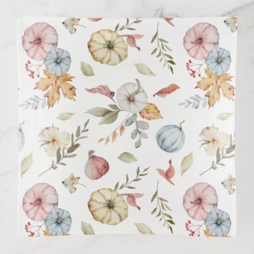 Elegant Autumn Watercolor Pattern Trinket Tray