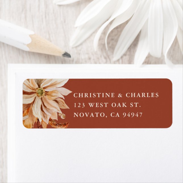 Elegant Autumn Watercolor Wedding Return Address L Label (Insitu)