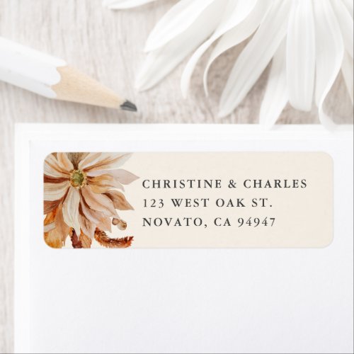 Elegant Autumn Watercolor Wedding Return Address Label