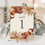 Elegant Autumn Watercolor Wedding Table Number