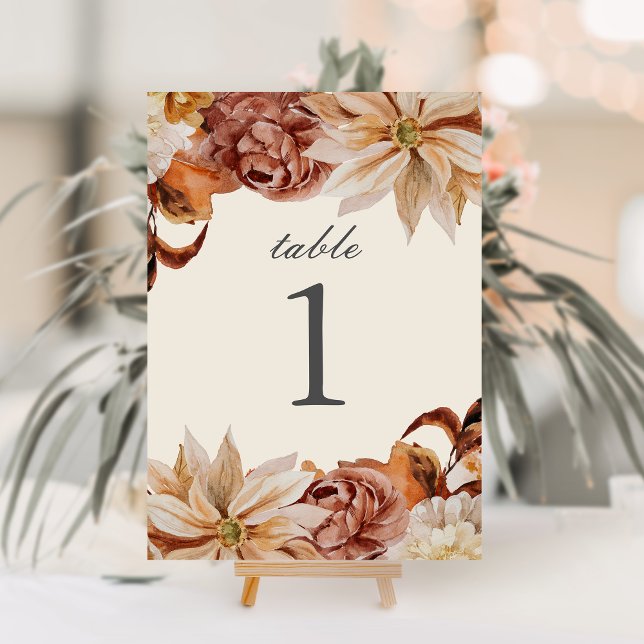 Elegant Autumn Watercolor Wedding Table Number (Creator Uploaded)