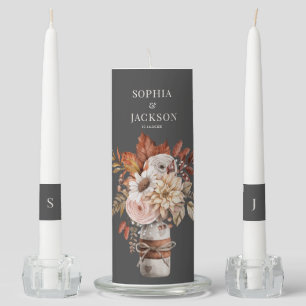 Elegant Autumn Watercolor Wedding  Unity Candle Set