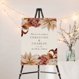 Elegant Autumn Watercolor Wedding Welcome Sign