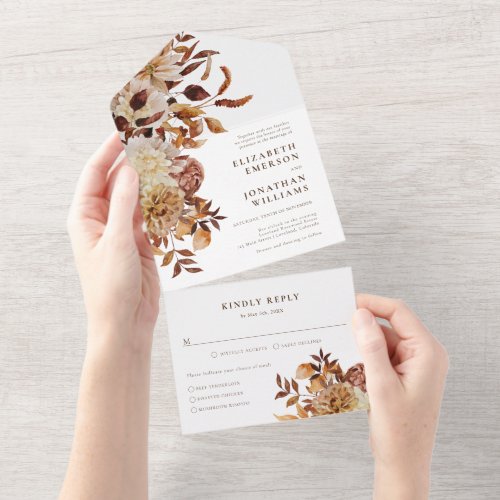 Elegant Autumn Wedding All In One Invitation