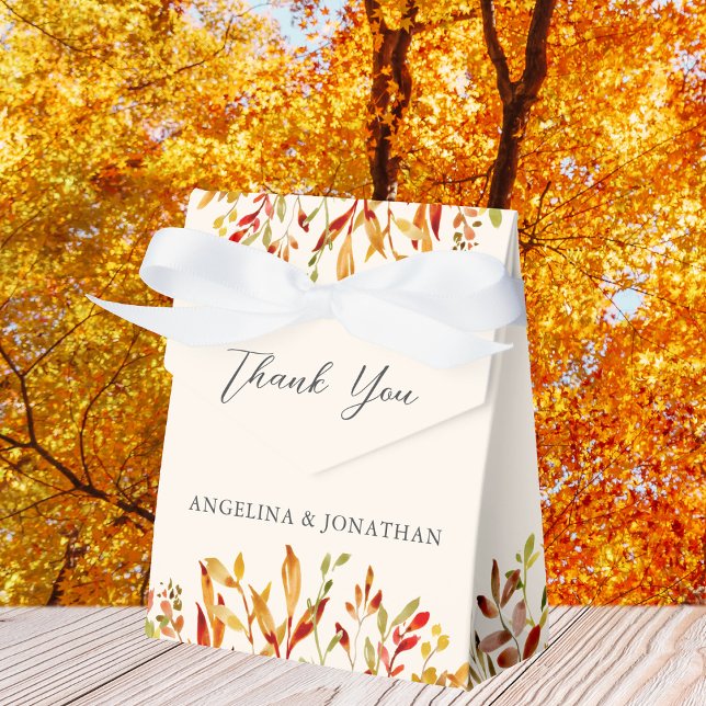 Elegant Autumn Wedding Personalized Fall Leaf Favor Boxes (Creator Uploaded)