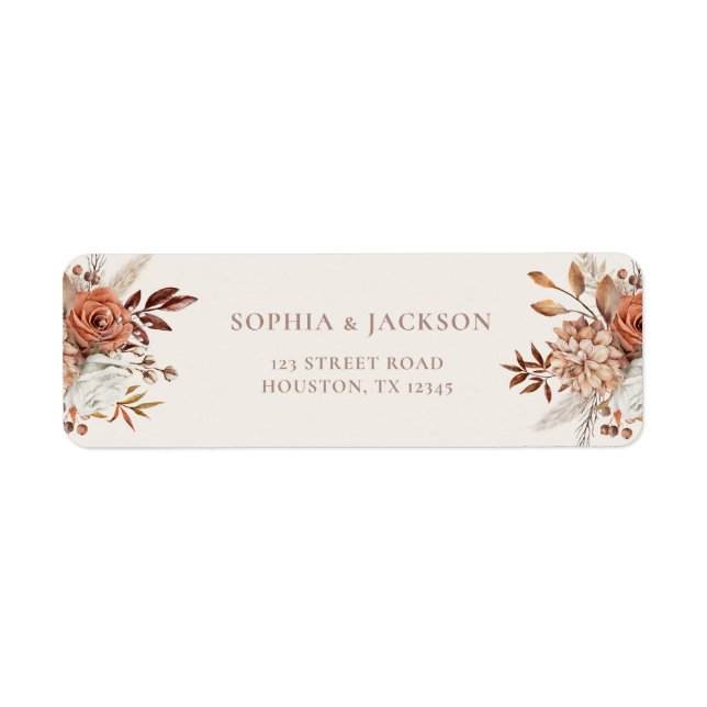 Elegant Autumn Wedding Return Address Label (Front)