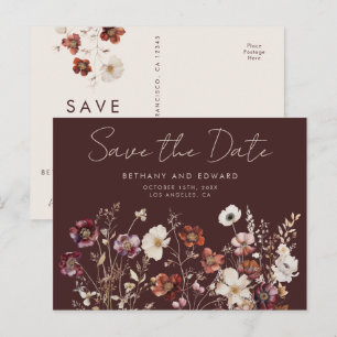 Elegant Autumn Wedding Save the Date Postcard