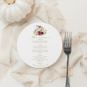 Elegant Autumn White Pumpkin Floral Circle Wedding Invitation