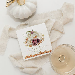 Elegant Autumn White Pumpkin Floral Wedding Napkins