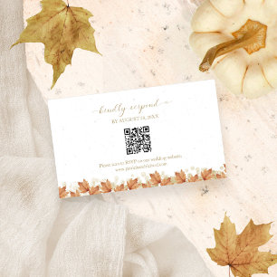 Elegant Autumn White Pumpkin QR Code Wedding RSVP Enclosure Card