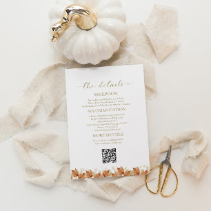 Elegant Autumn White Pumpkin Wedding Details Card