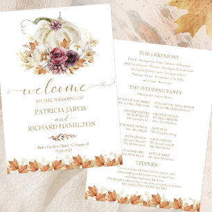Elegant Autumn White Pumpkin Wedding Program