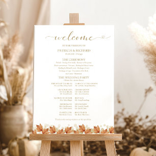 Elegant Autumn White Pumpkin Wedding Program Sign