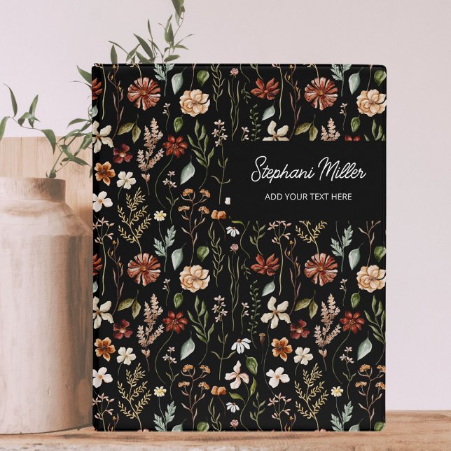 Elegant Autumn Wildflower Meadow Floral Pattern Mini Binder (In situ)