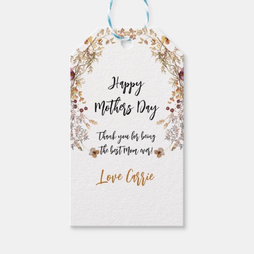 Elegant Autumn Wildflower Mothers day Gift Tags