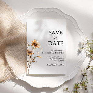 Elegant Autumn Wildflower Wedding Save The Date Invitation