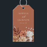 Elegant Autumn Winter Floral Wedding Favors  Gift Tags<br><div class="desc">This elegant collection of stationary and décor features hand-painted watercolor flowers in shades of burnt orange,  creamy peach and salted caramel. They are accented by classic and modern lettering making this the ultimate collection for the perfect fall wedding.</div>