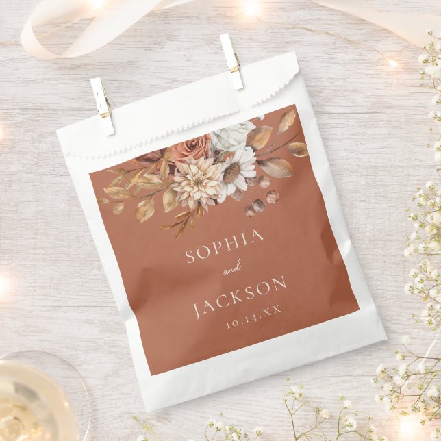 Elegant Autumn Winter Floral Wedding Favors Napkin Favor Bag (Clipped)