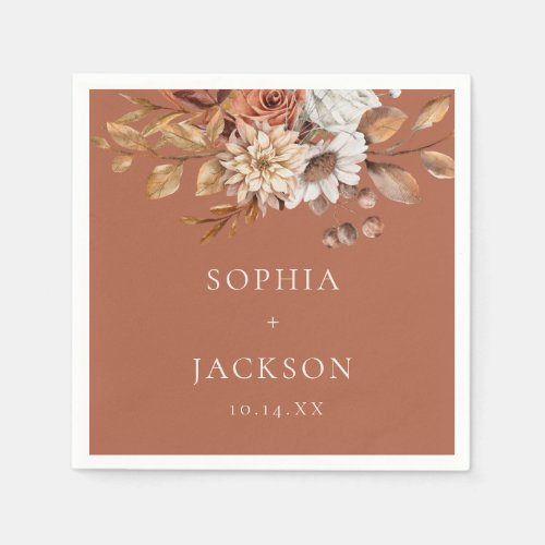 Elegant Autumn Winter Floral Wedding Favors  Napkins