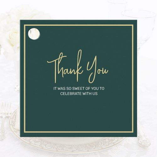 Elegant Autumn Winter Green Gold Guest Thank You Favor Tags