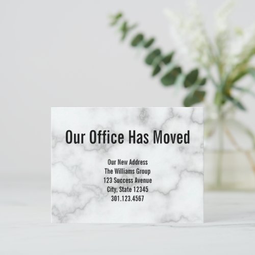 Elegant aux Marble Office Moving Announcement