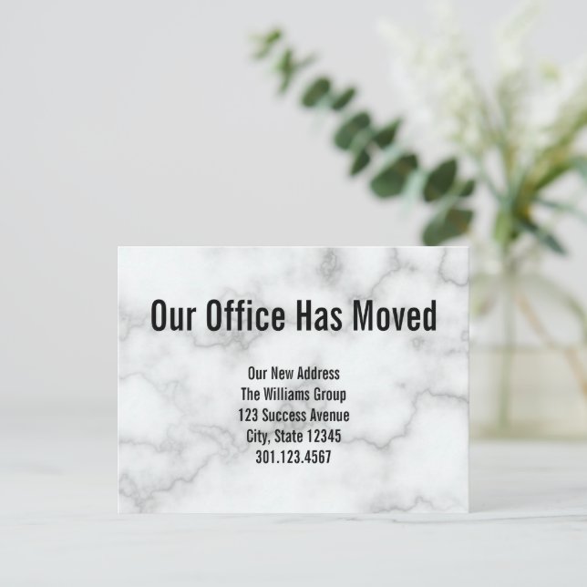Elegant aux Marble Office Moving Announcement (Standing Front)