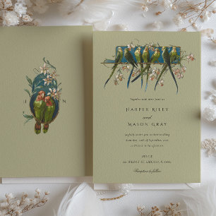 Elegant Aviary-Themed Wedding Invitation